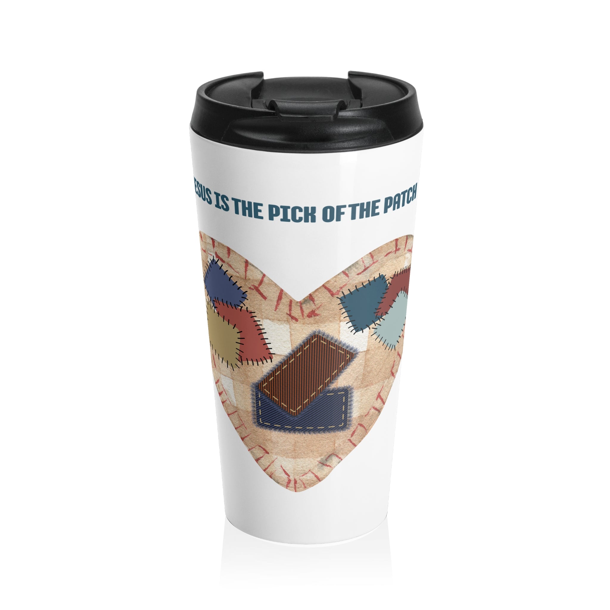 Quilted Heart Travel Mug - Perfect Gift for Crafters, Social Events, Patchwork Lovers, Coffee on the Go, Unique Home & Kitchen Decor