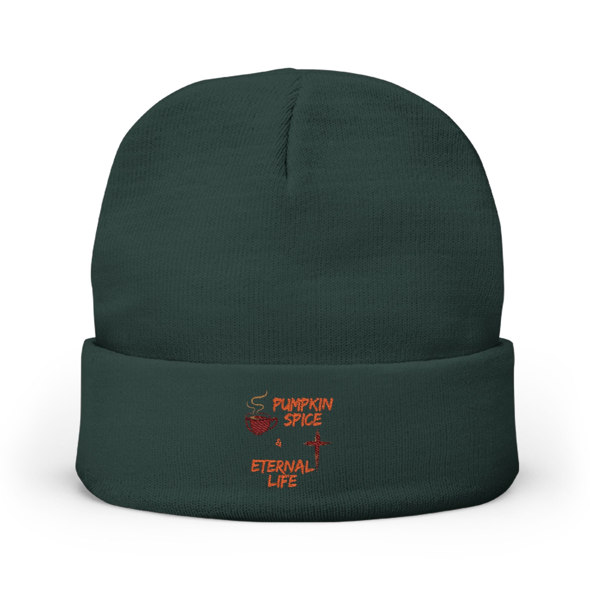 Pumpkin Spice and Eternal Life Cotton Knit Beanie